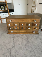 Load image into Gallery viewer, Vintage Wood Cabinet with White Porcelain Knobs

