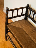 Load image into Gallery viewer, Vintage Bobbin Bench with Rush Seat and Twisted Legs, 1920
