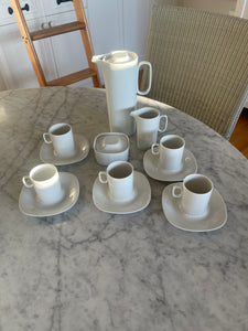 1970s Mid Century Modernist Espresso Coffee Service Block by Gerald Gulotta for Langenthal Switzerland in Transition White Porcelain - Set of 8