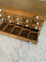 Load image into Gallery viewer, Vintage Wood Cabinet with White Porcelain Knobs
