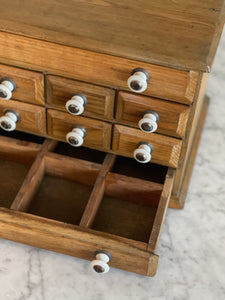 Vintage Wood Cabinet with White Porcelain Knobs