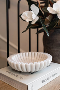 Marble Fluted Scalloped Bowls Made in India Small 6x6"