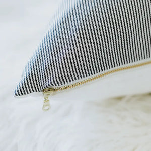 Bridgette Navy Stripe Pillow with Feather Insert 20 x 20" Made in the USA