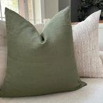 Load image into Gallery viewer, Olivia Olive Green Pillow Cover with Feather Insert 18 x 18&quot; Made in the USA
