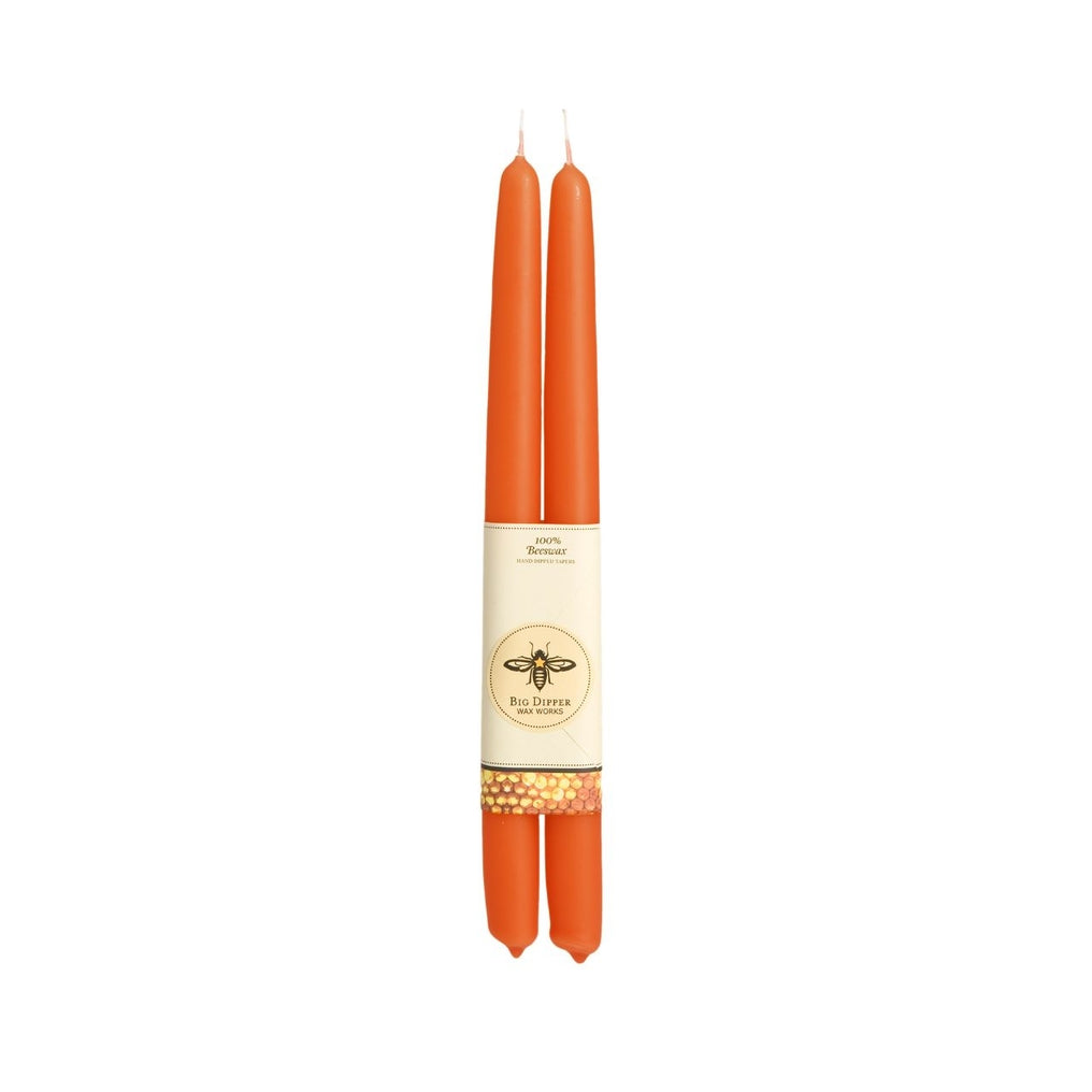 100% Pure Beeswax Tapers Orange 12"