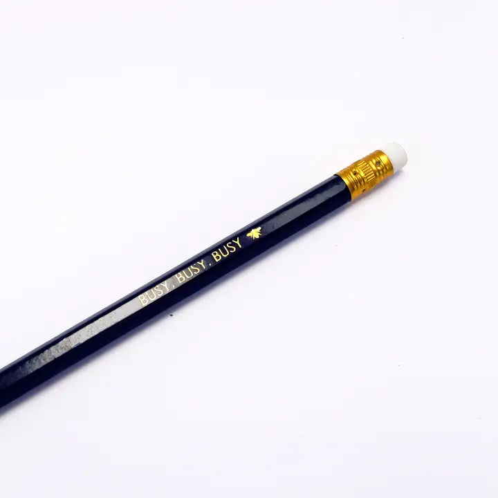 Box of 10 Navy Pencils - Busy, Busy, Busy