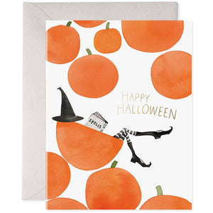 Pumpkin Witch Halloween Greeting Card