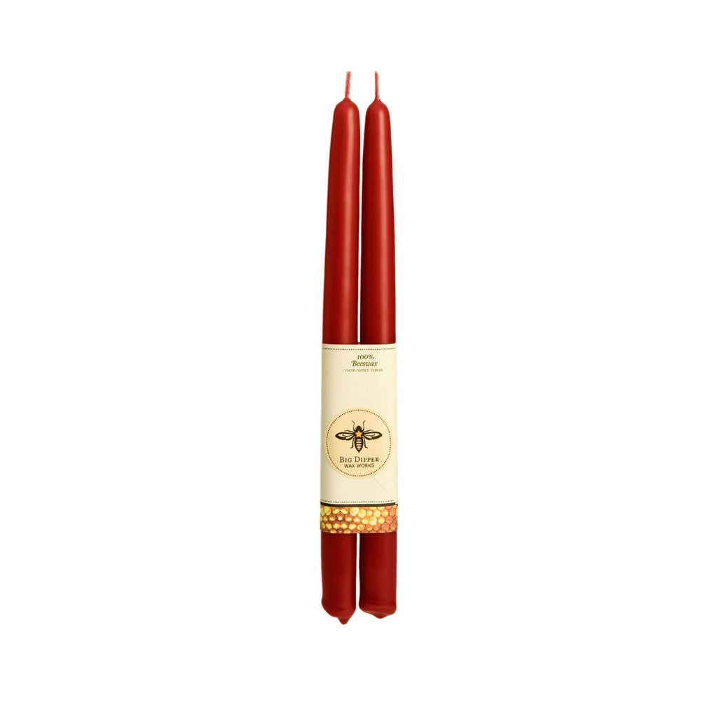 100% Pure Beeswax Tapers Red 12"