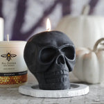 Load image into Gallery viewer, Beeswax Black Skull Candle
