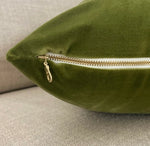 Load image into Gallery viewer, Green Velvet  Pillow Cover with Feather Insert 20 x 20&quot; Made in the USA
