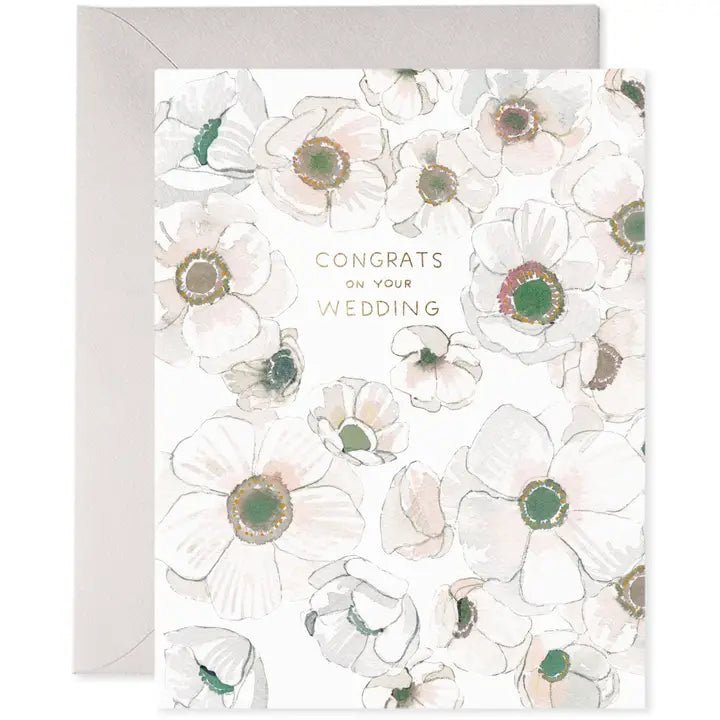 White Flower Wedding Greeting Card