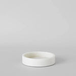 Load image into Gallery viewer, White Marble Cloche Base Tray Made in India Medium: 6.5&quot;DIA x 1.5&quot;H
