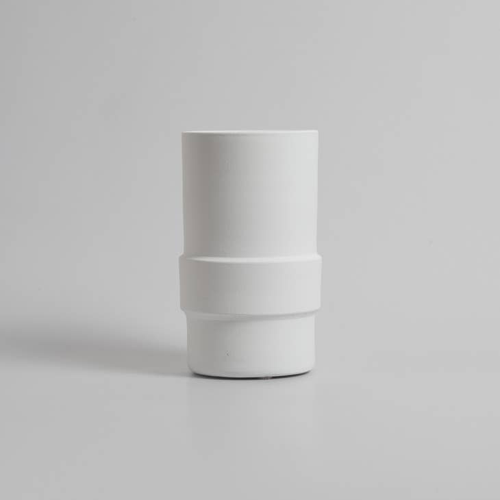 Symmetrical White Vase Handmade in Portugal