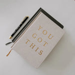 Load image into Gallery viewer, You Got This - Tan and Gold Foil Fabric Journal
