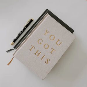 You Got This - Tan and Gold Foil Fabric Journal