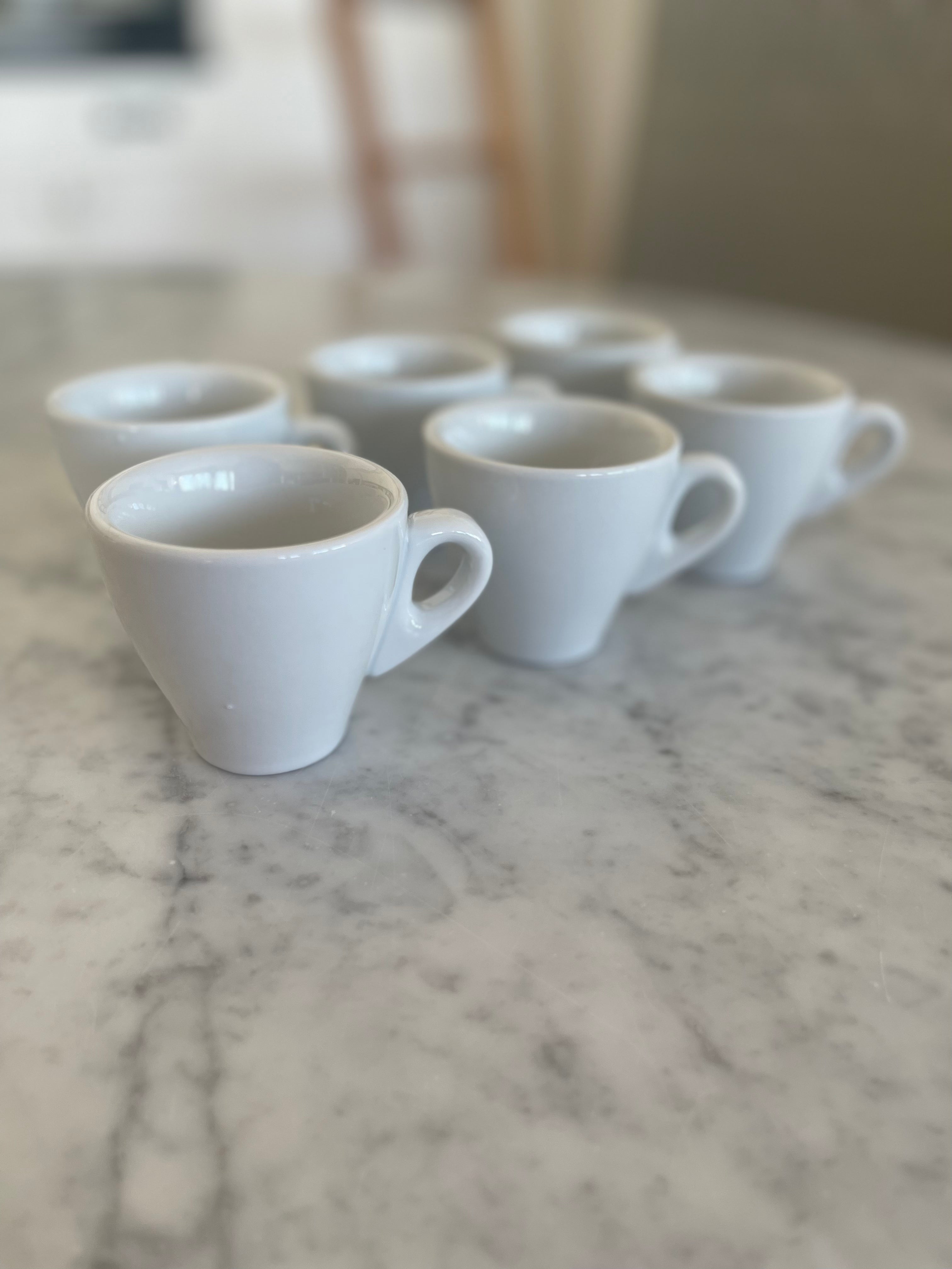 Set of Six White Espresso Cups