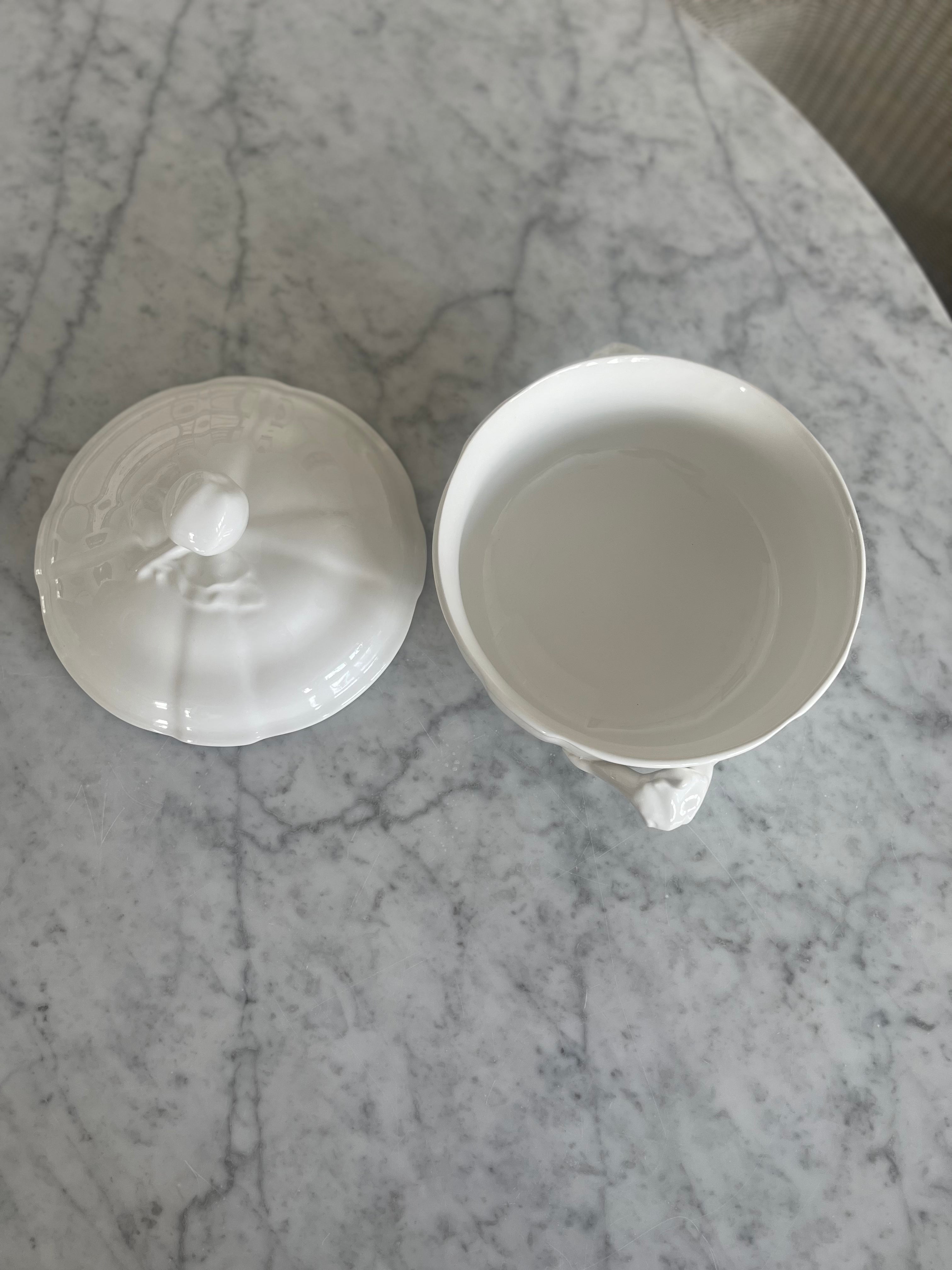 Luneville France White Serving Bowl w/Lid