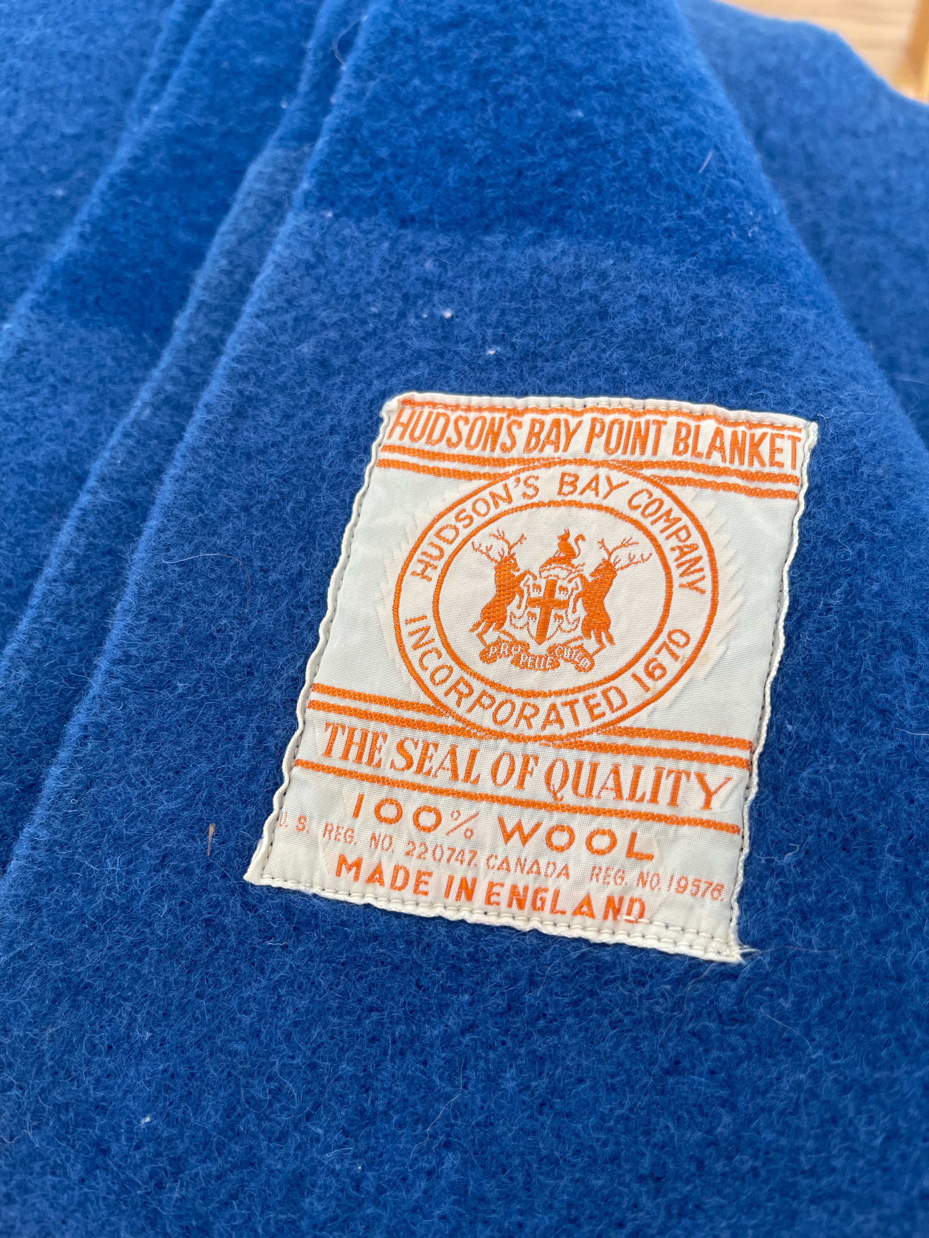 Hudson’s Bay Made in England Royal Blue Point Wool Blanket