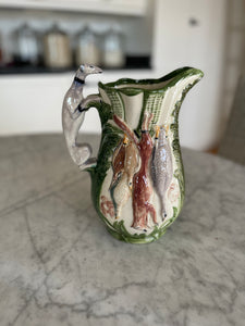 Majolica Hunting Theme Pitcher Rydberg's Creative Ceramics