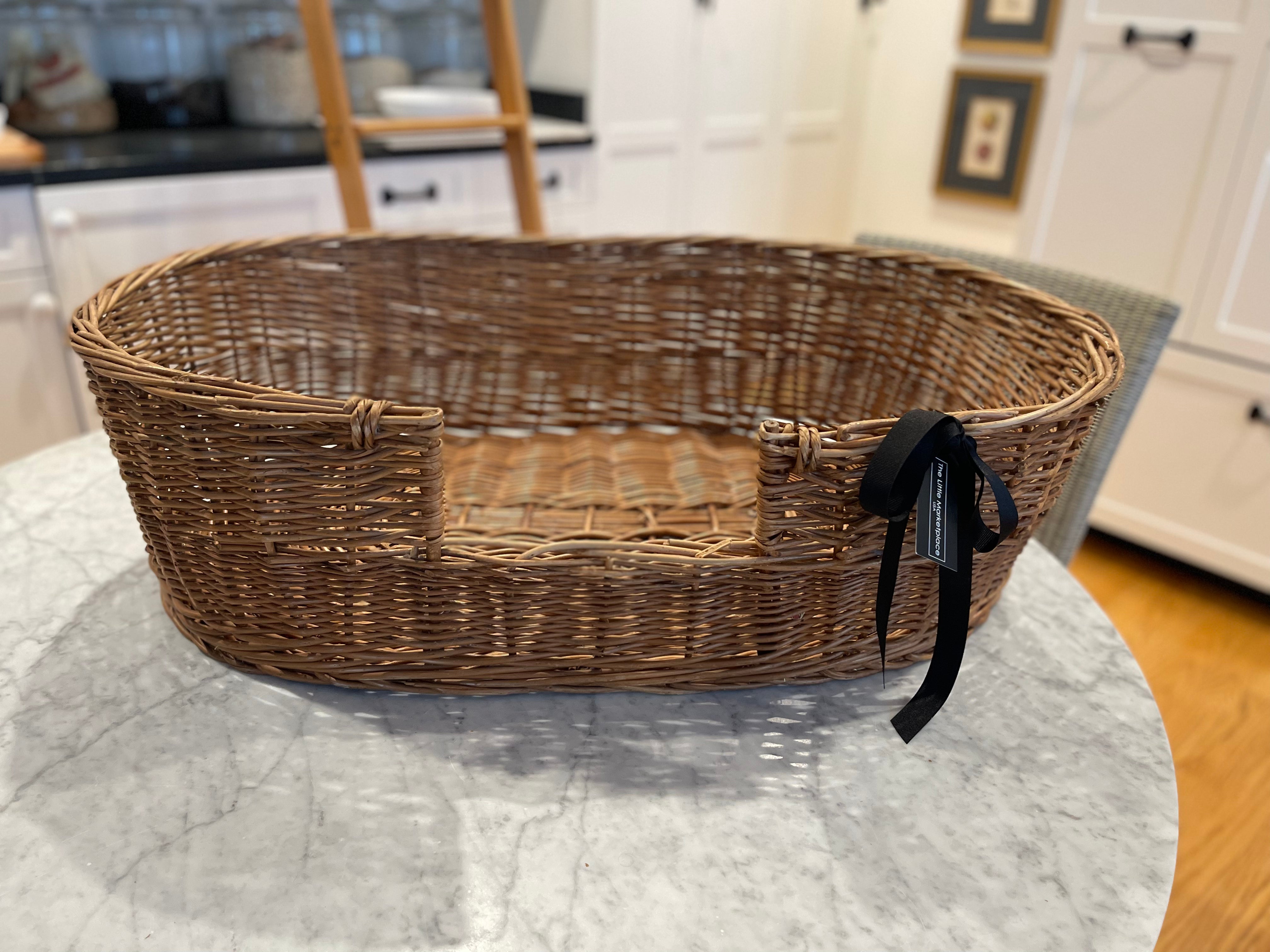 Large Wicker Dog Bed 35" x 23" Oval