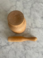 Load image into Gallery viewer, Vintage Wood Mortar &amp; Pestle 4 1/2” x 5” France
