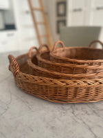 Load image into Gallery viewer, Wicker Round Serving Tray 14”D
