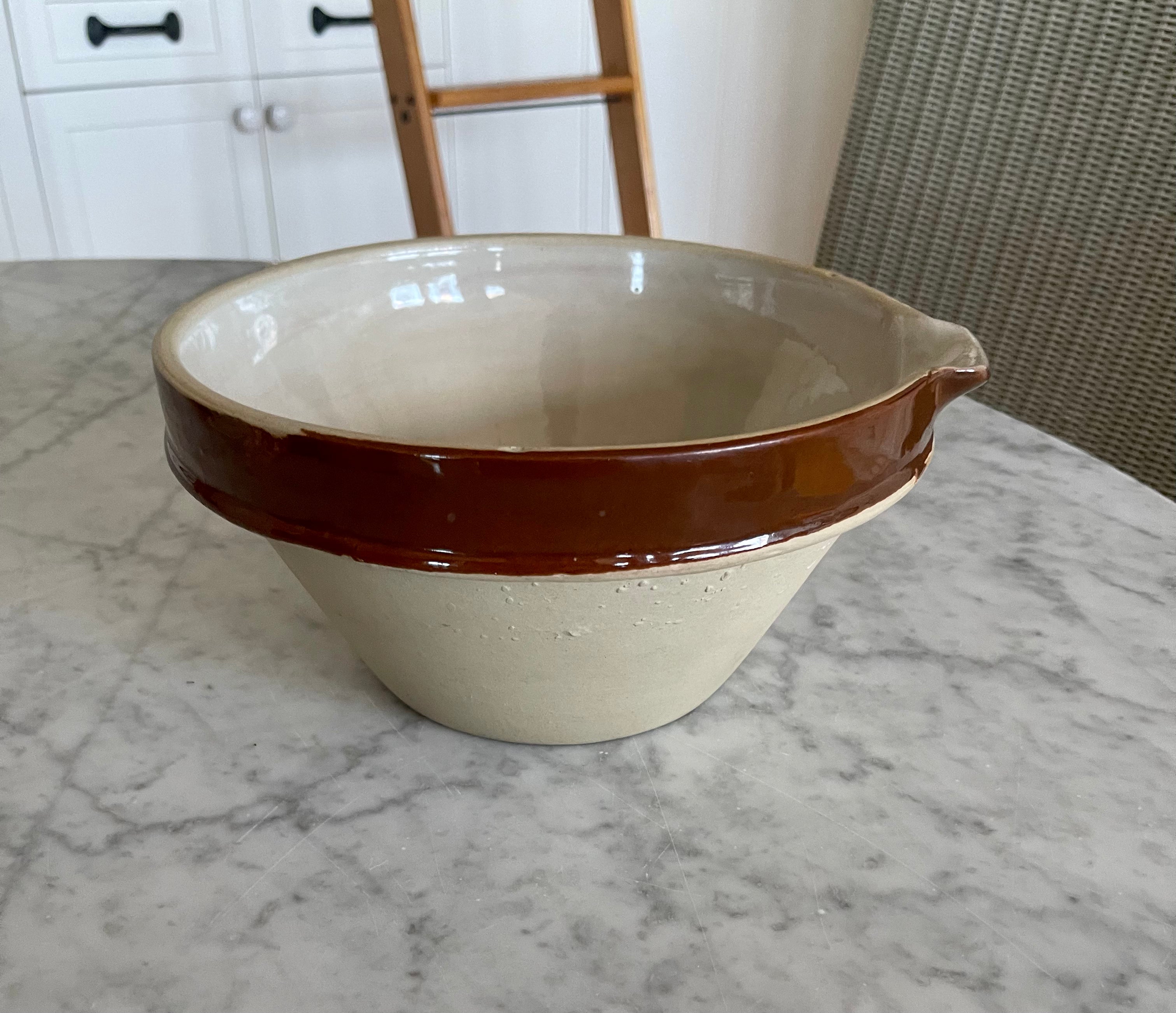 Brown Stoneware Bowl with pour spout- 8