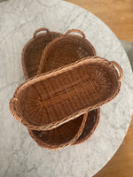 Load image into Gallery viewer, Oval Small Wicker Serving Tray 18”L, 9”D

