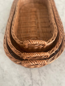 Oval Small Wicker Serving Tray 18”L, 9”D