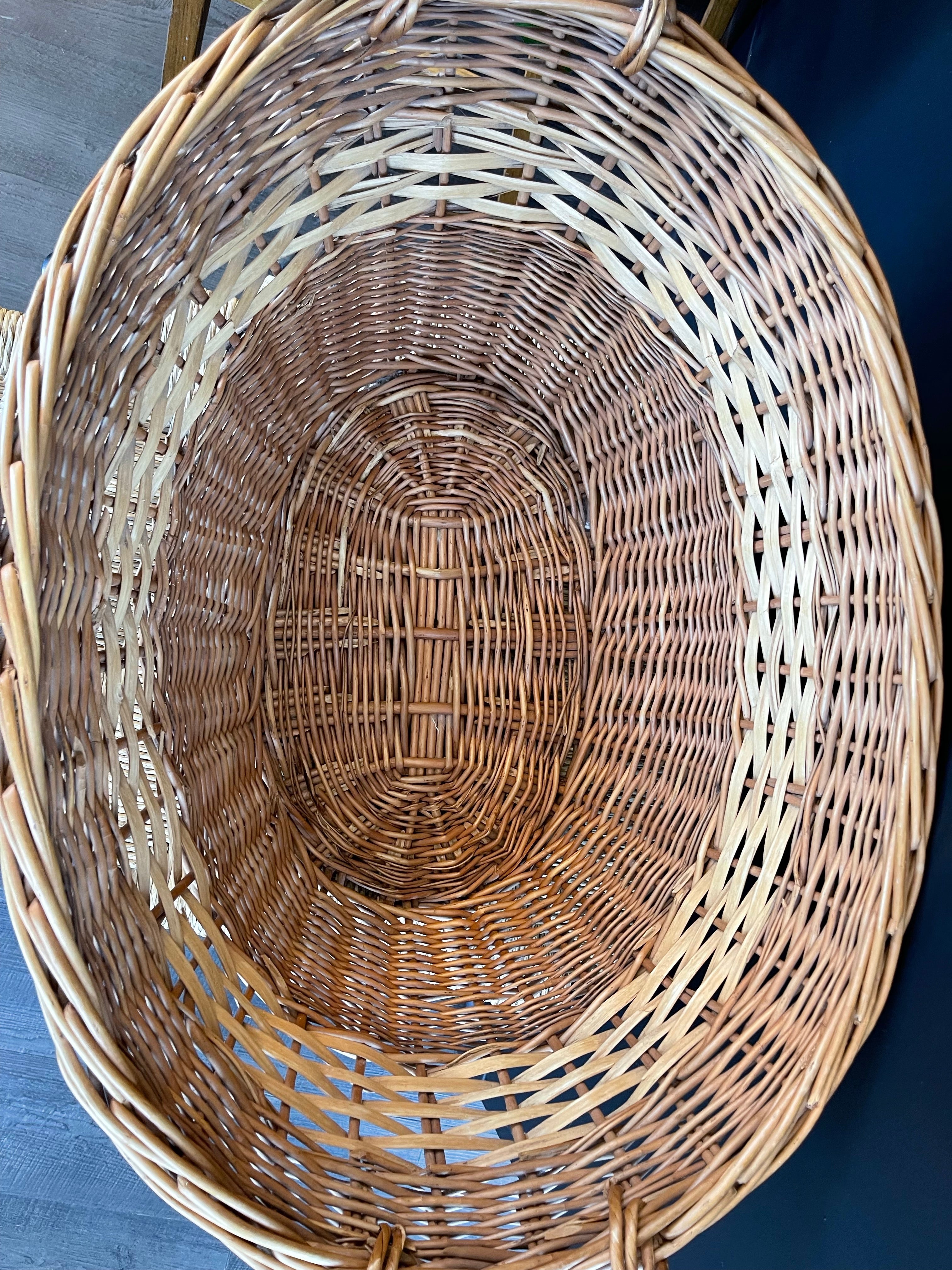 Vintage Large Laundry Basket with Handles