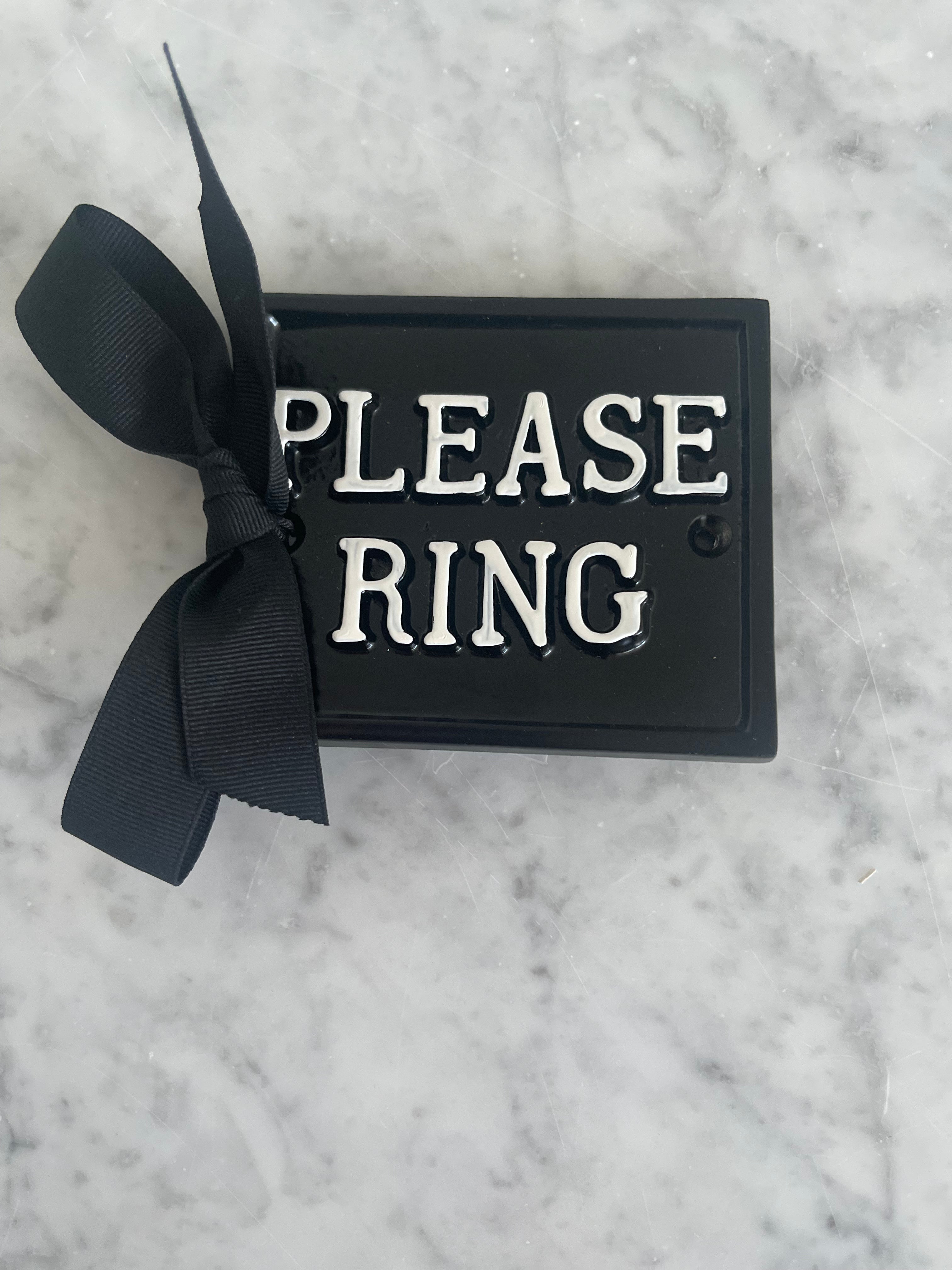 Black Cast Iron Sign 3.5” x 4” "Please Ring"  Made in UK
