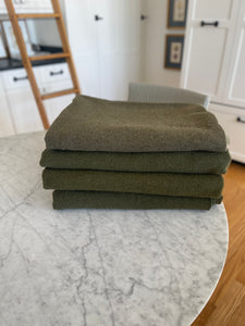Vintage Wool Blanket Olive Green 65” x 82”