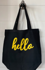 Load image into Gallery viewer, Canvas market tote “hello” yellow
