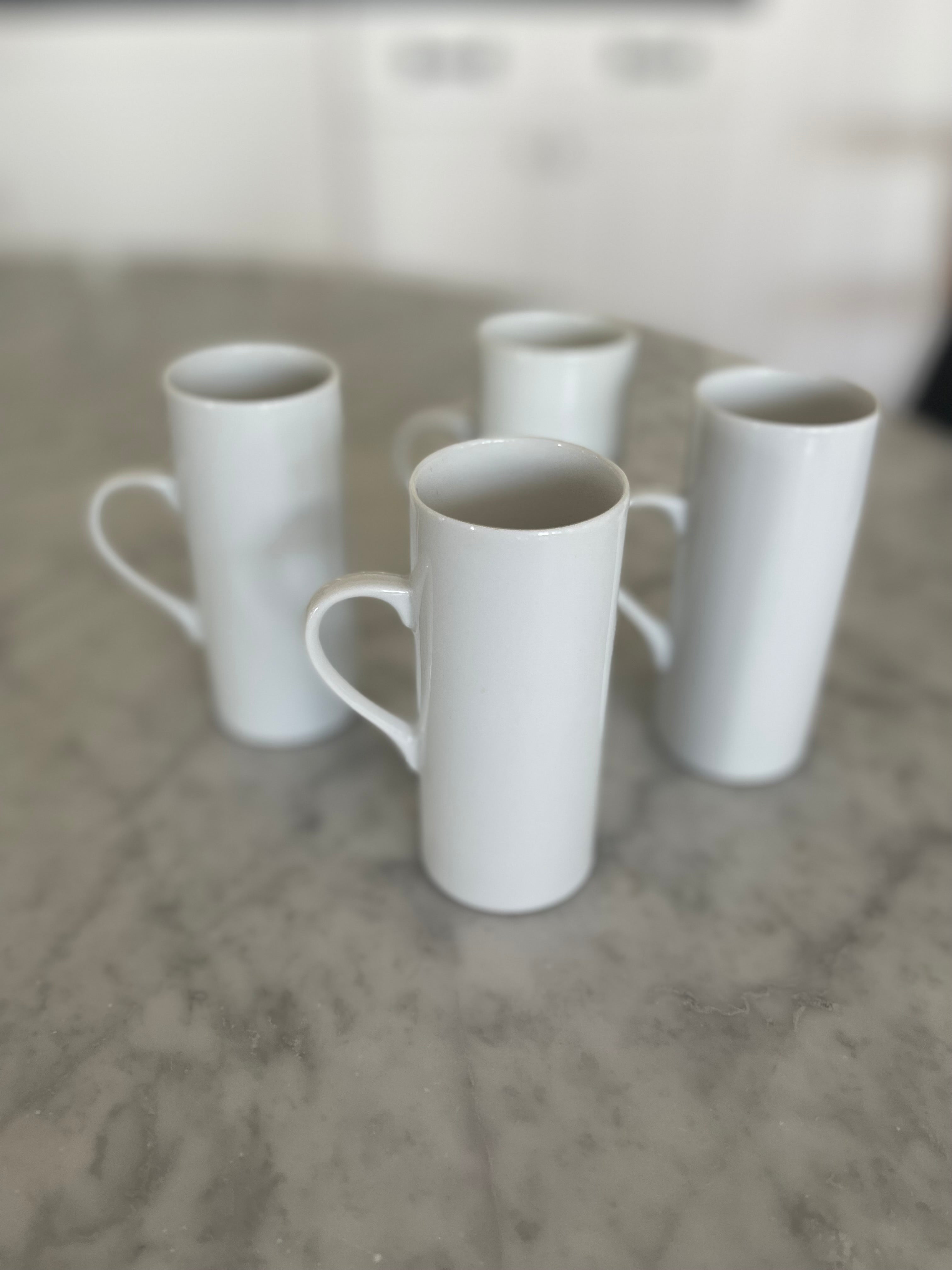 Set Of Four Tall Espresso Cups White Porcelain Schmid