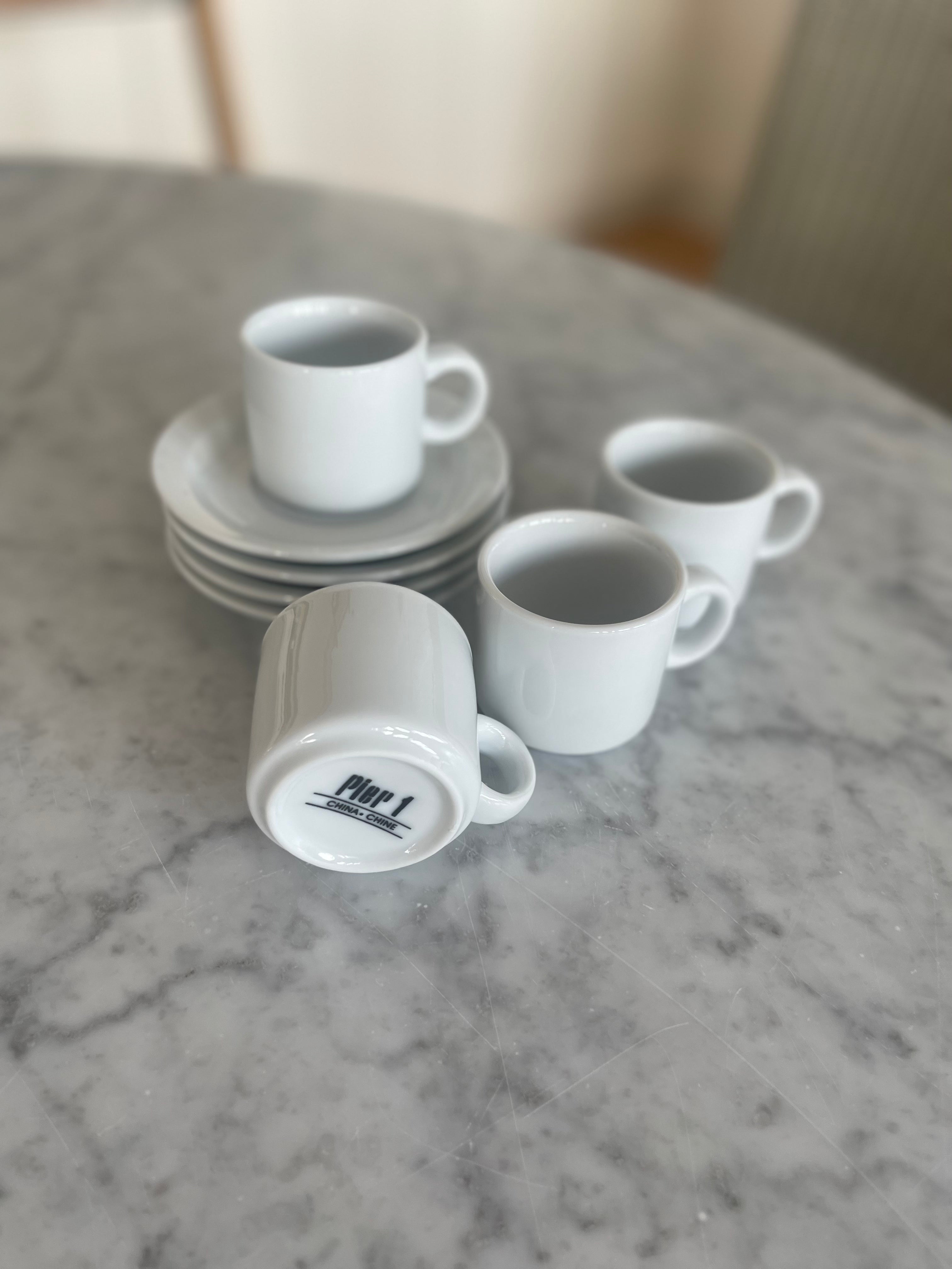 Set of Four Pier 1 Espresso Cups & Saucers