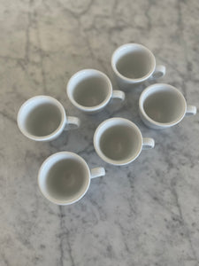 Set of Six White Espresso Cups