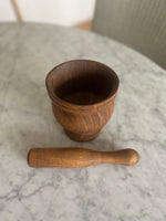 Load image into Gallery viewer, Vintage Wood Mortar &amp; Pestle 4 1/2” x 5” France
