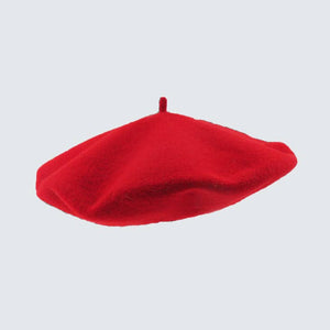 Red Wool Beret Made in France